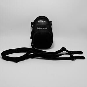 Sony Cyber Shot Camera Case  Strap Black Zip 3 Compartment Belt loop